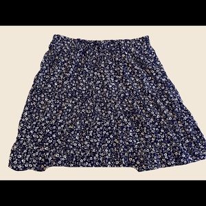navy floral high waist skirt - size large
